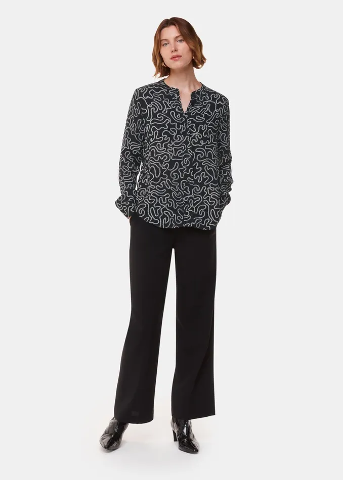 Women Tops Whistles Black Chain Print Shirt