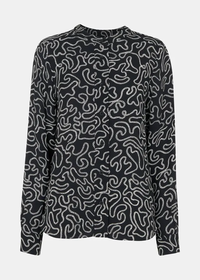 Women Tops Whistles Black Chain Print Shirt