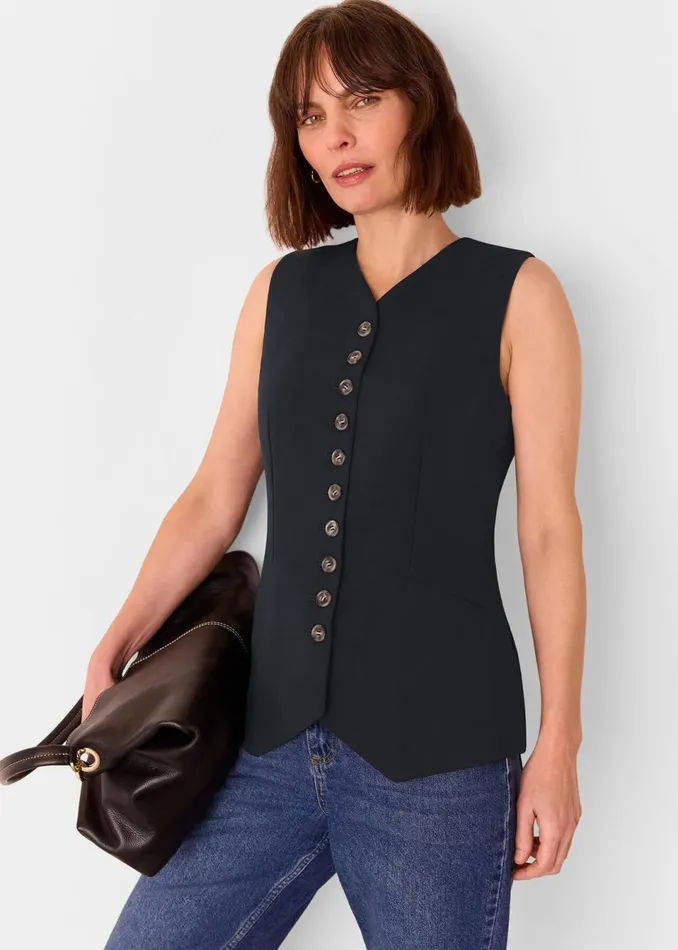 Women Tops Whistles Black Cora Crepe Waistcoat