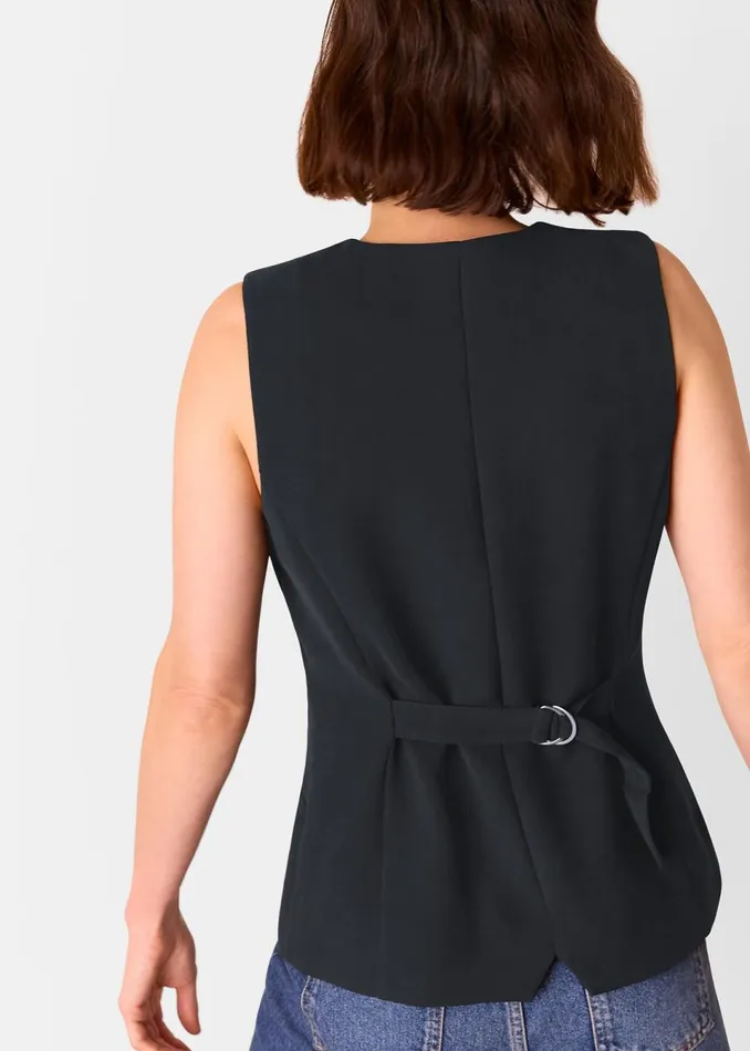 Women Tops Whistles Black Cora Crepe Waistcoat