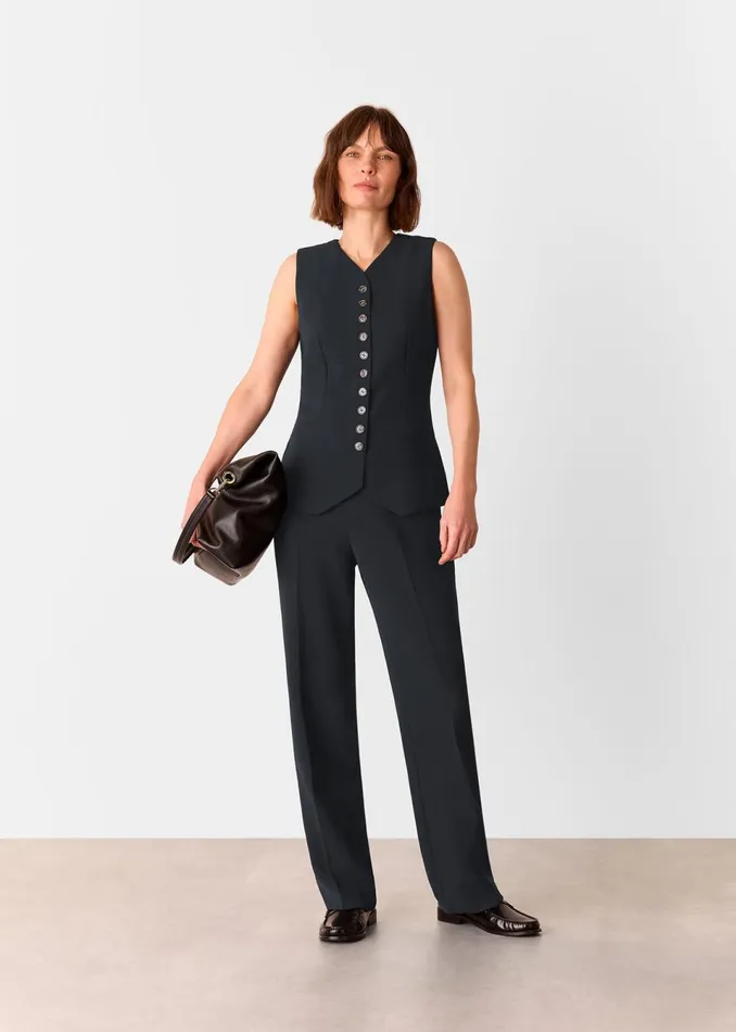 Women Tops Whistles Black Cora Crepe Waistcoat