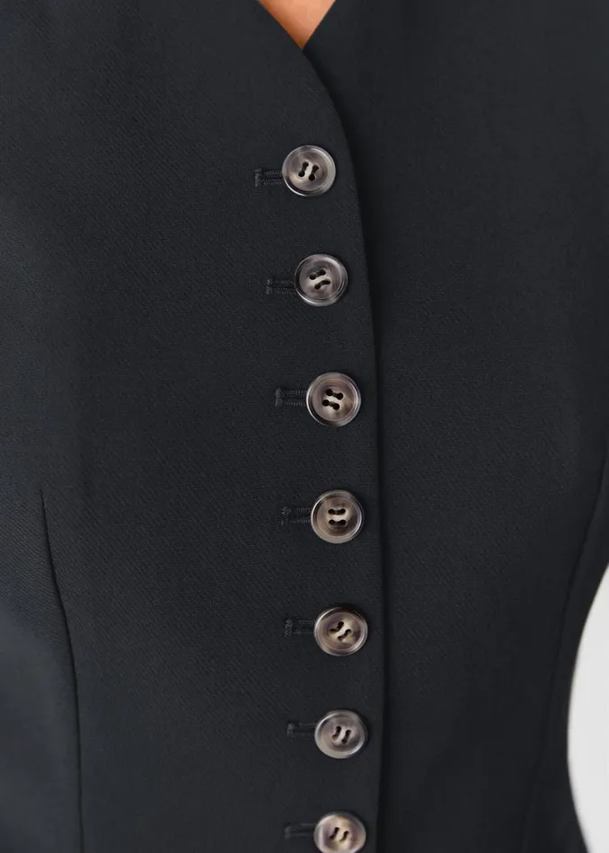 Women Tops Whistles Black Cora Crepe Waistcoat