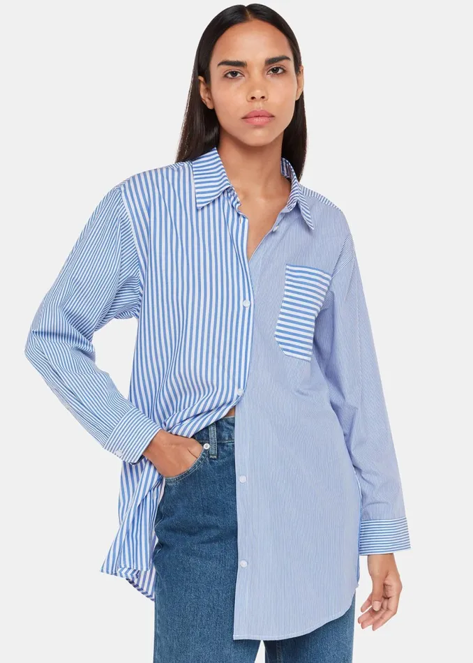 Women Tops Whistles Blue Millie Stripe Oversized Shirt