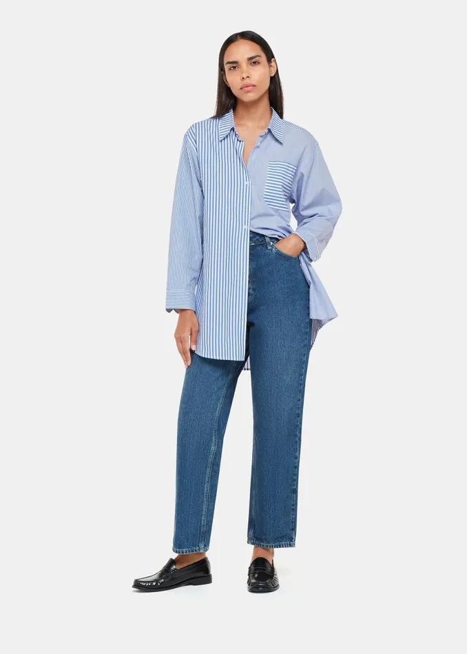 Women Tops Whistles Blue Millie Stripe Oversized Shirt