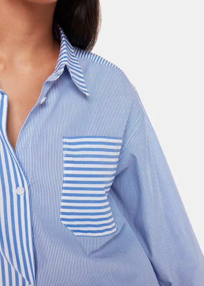 Women Tops Whistles Blue Millie Stripe Oversized Shirt
