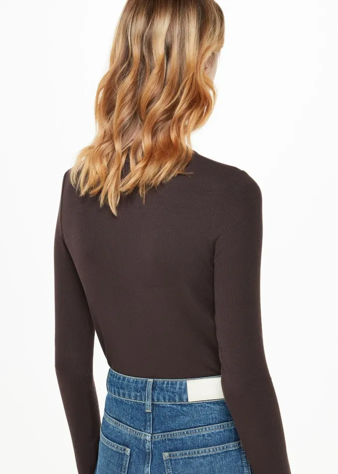 Women Tops Whistles Brown Essential Ribbed Crew