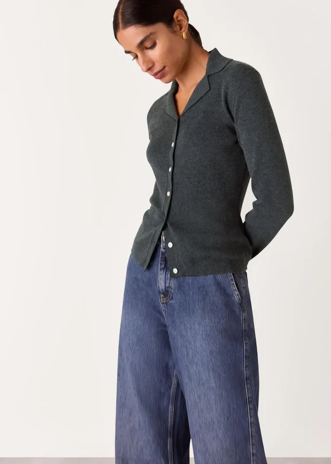 Women Tops Whistles Dark Grey Phoebe Knit Shirt