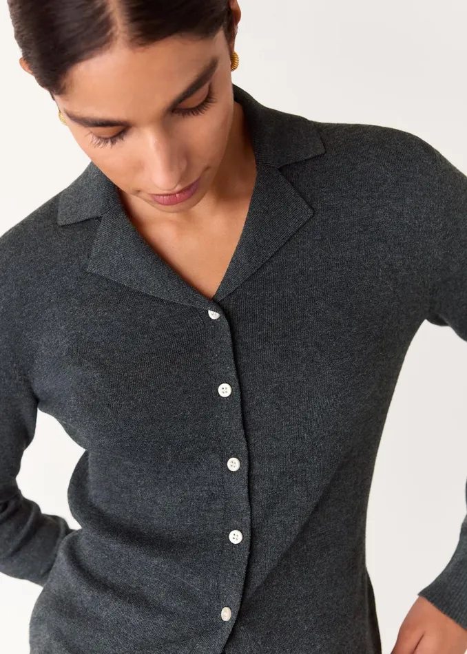 Women Tops Whistles Dark Grey Phoebe Knit Shirt