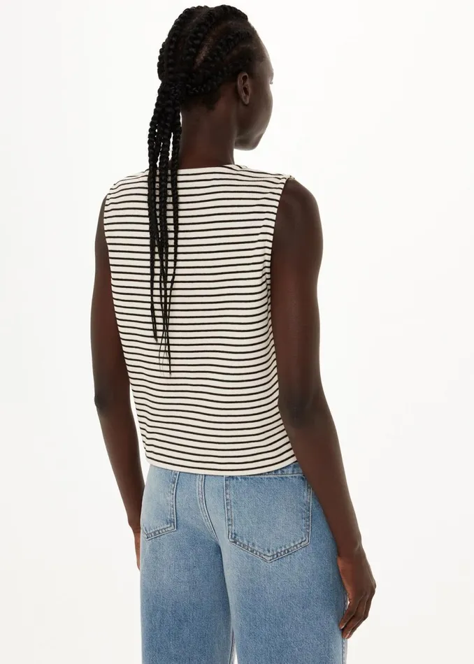 Women Tops Whistles Ivory Button Up Stripe Rib Tank