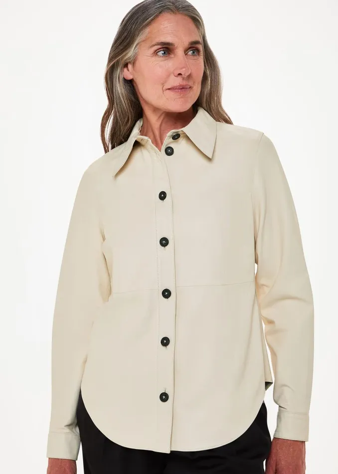 Women Tops Whistles Ivory Kelly Slim Leather Shirt