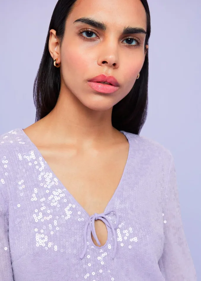 Women Tops Whistles Lilac Nola Sequin Keyhole Top
