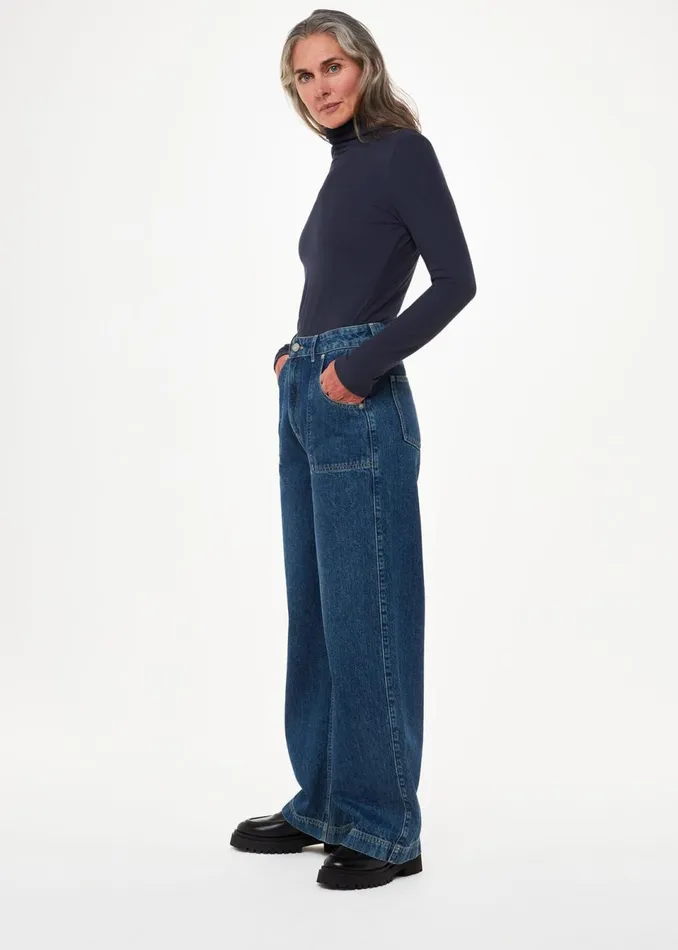 Women Tops Whistles Navy Essential Ribbed Polo