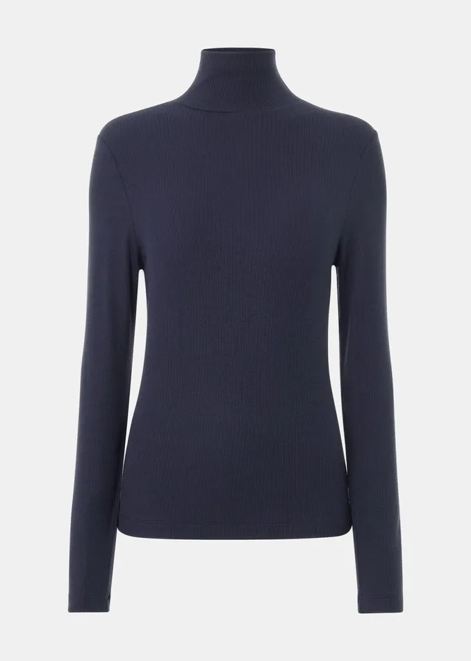 Women Tops Whistles Navy Essential Ribbed Polo