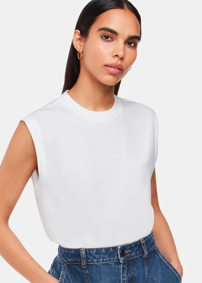 Women Tops Whistles White Edie Sleeveless Vest