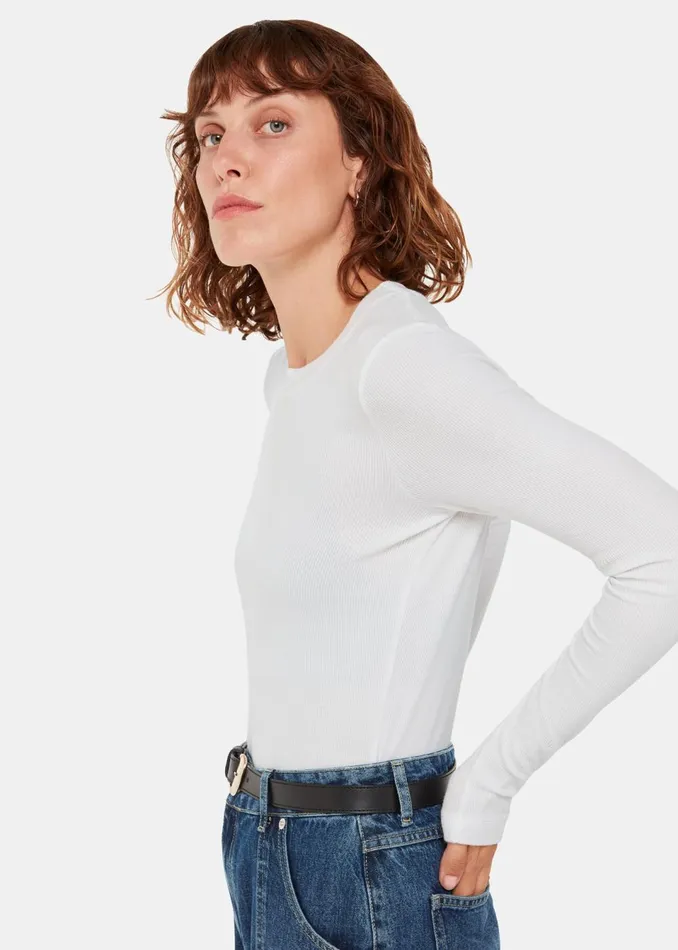 Women Tops Whistles White Essential Ribbed Crew