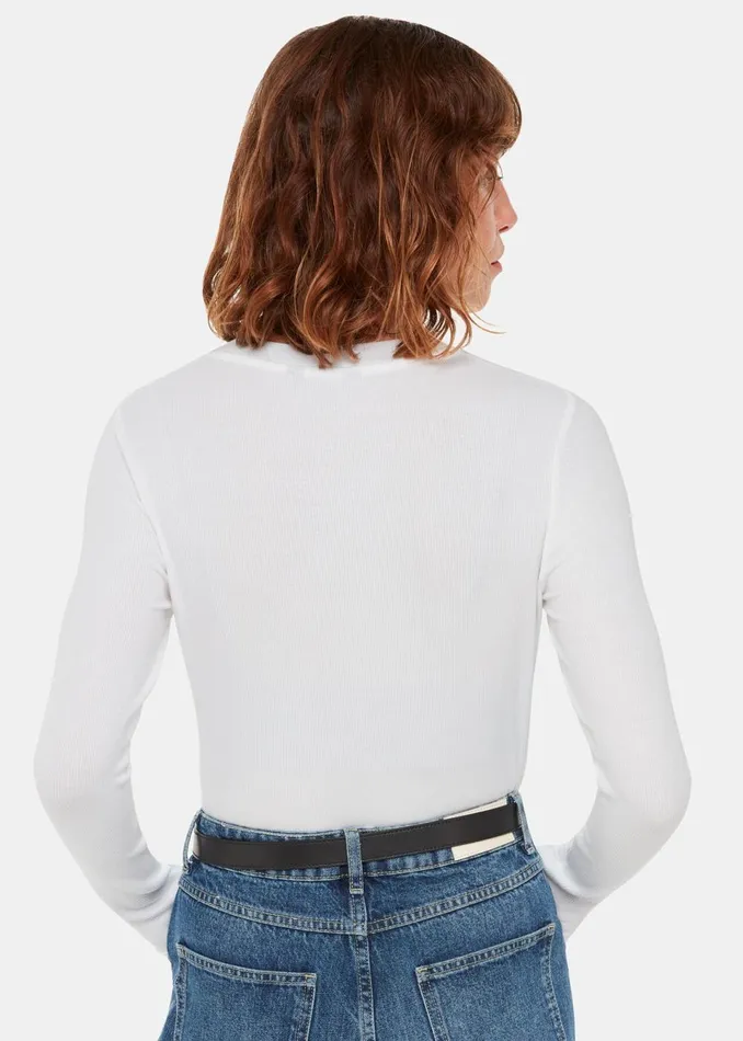 Women Tops Whistles White Essential Ribbed Crew