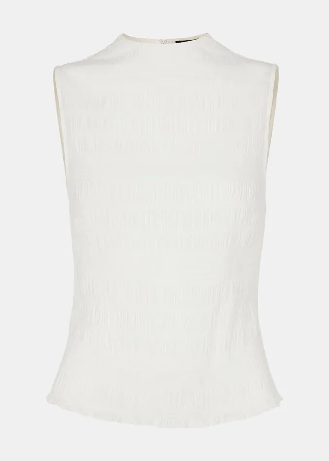 Women Tops Whistles White Plisse Sleeveless Top
