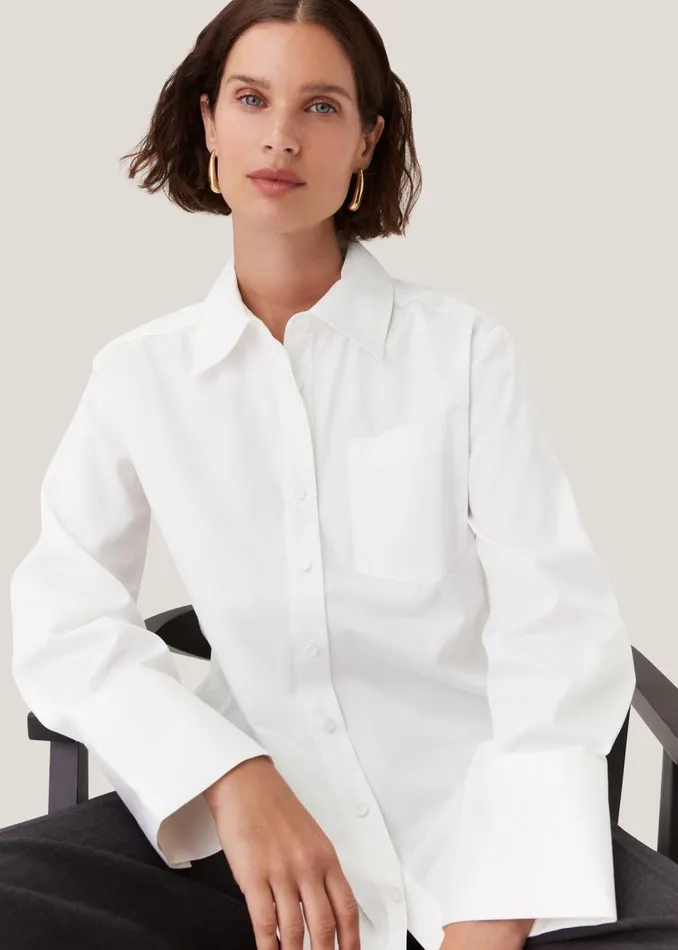 Women Tops Whistles White Serena Cotton Shirt