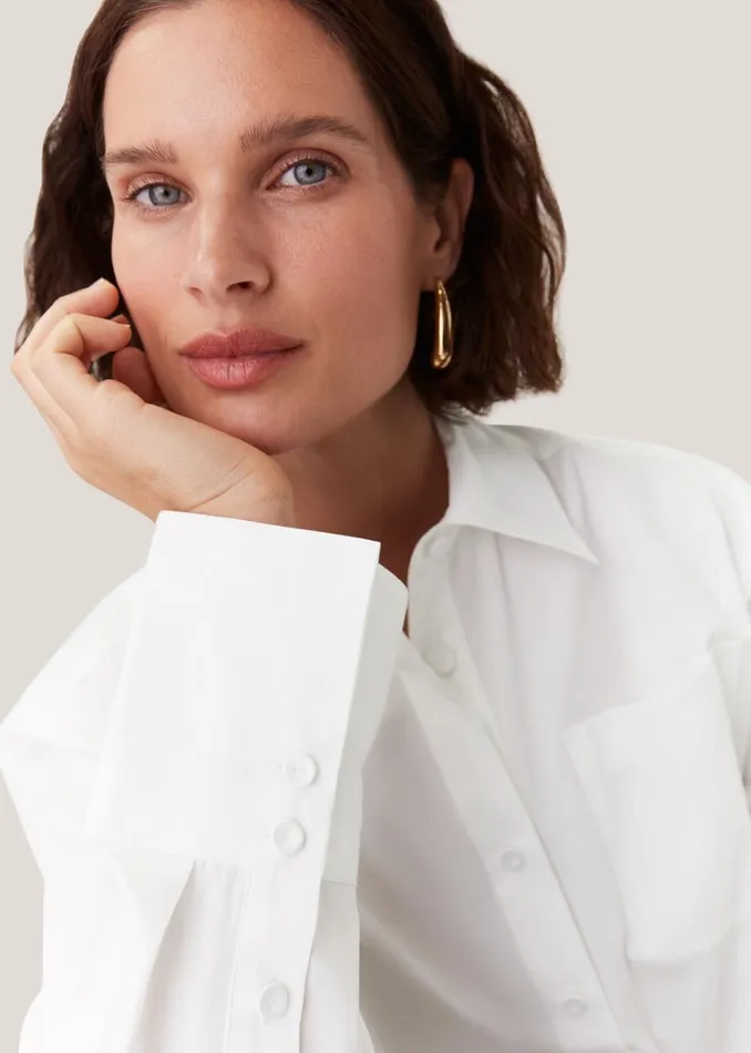 Women Tops Whistles White Serena Cotton Shirt