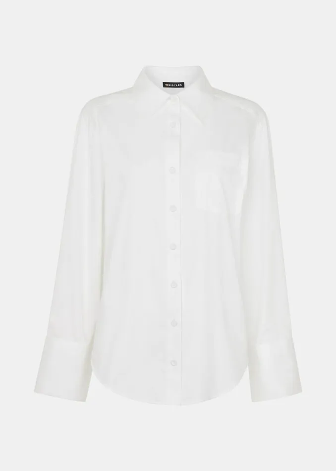 Women Tops Whistles White Serena Cotton Shirt