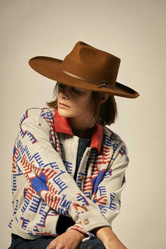 Women Trail Terry Cloth Trucker Jacket Electronic Indigo Pattern Brixton Jackets