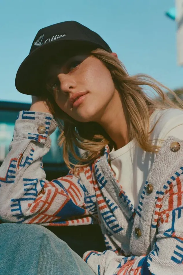 Women Trail Terry Cloth Trucker Jacket Electronic Indigo Pattern Brixton Jackets