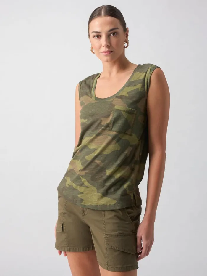 Women Traveler Twist Sleeve Tee Renew Camo Sanctuary Clothing Tees and Tops