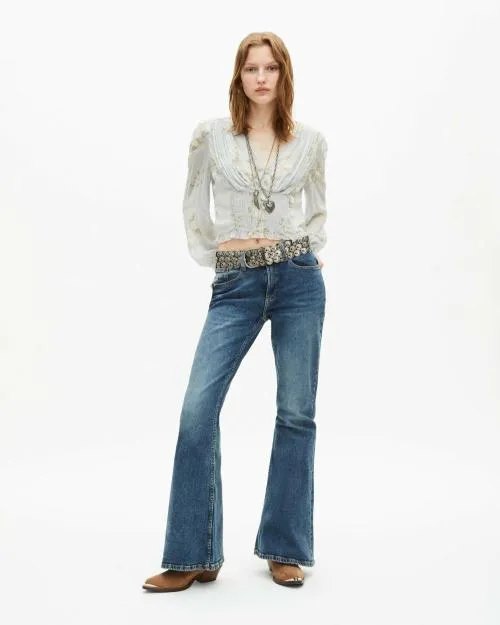 Women Trousers and Jeans The Kooples Blue Flare Jeans Vintage Blue