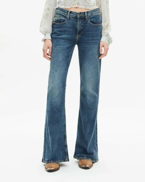 Women Trousers and Jeans The Kooples Blue Flare Jeans Vintage Blue
