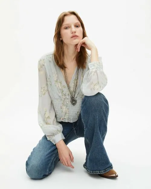 Women Trousers and Jeans The Kooples Blue Flare Jeans Vintage Blue