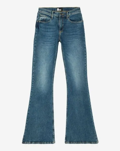 Women Trousers and Jeans The Kooples Blue Flare Jeans Vintage Blue