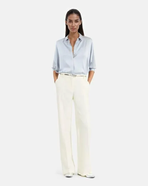 Women Trousers and Jeans The Kooples Ecru Crepe Suit Trousers Straight Cut Ecru