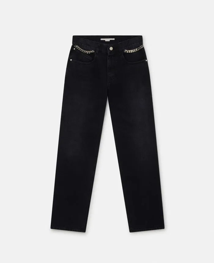 Women Trousers And Shorts Stella McCartney Falabella Slim Leg Jeans Black