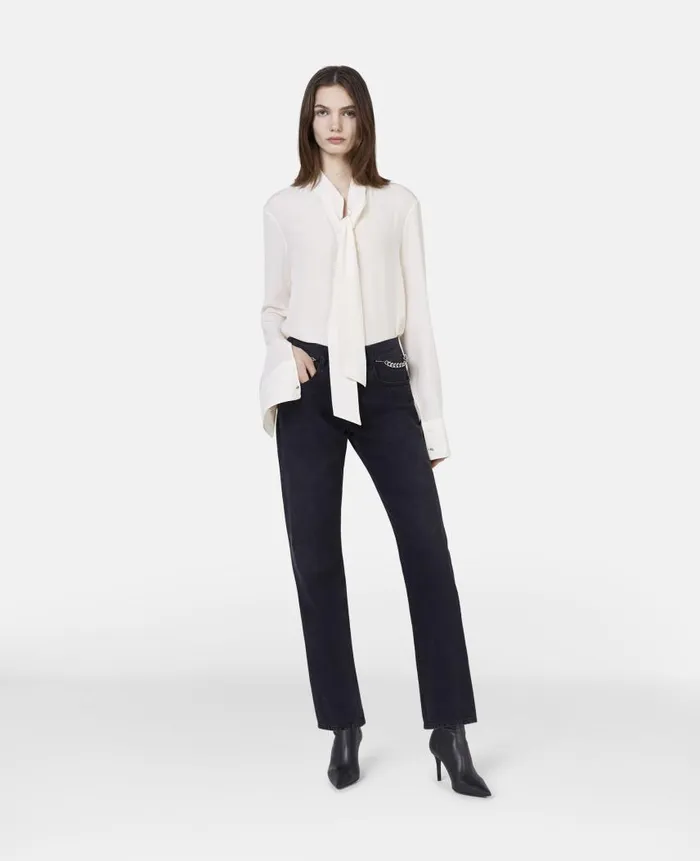 Women Trousers And Shorts Stella McCartney Falabella Slim Leg Jeans Black