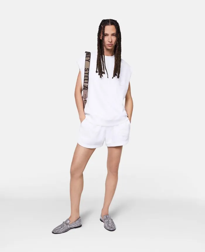 Women Trousers And Shorts Stella McCartney SWave Jersey Drawstring Shorts White Women Trousers And Shorts Stella McCartney SWave Jersey Drawstring Shorts White