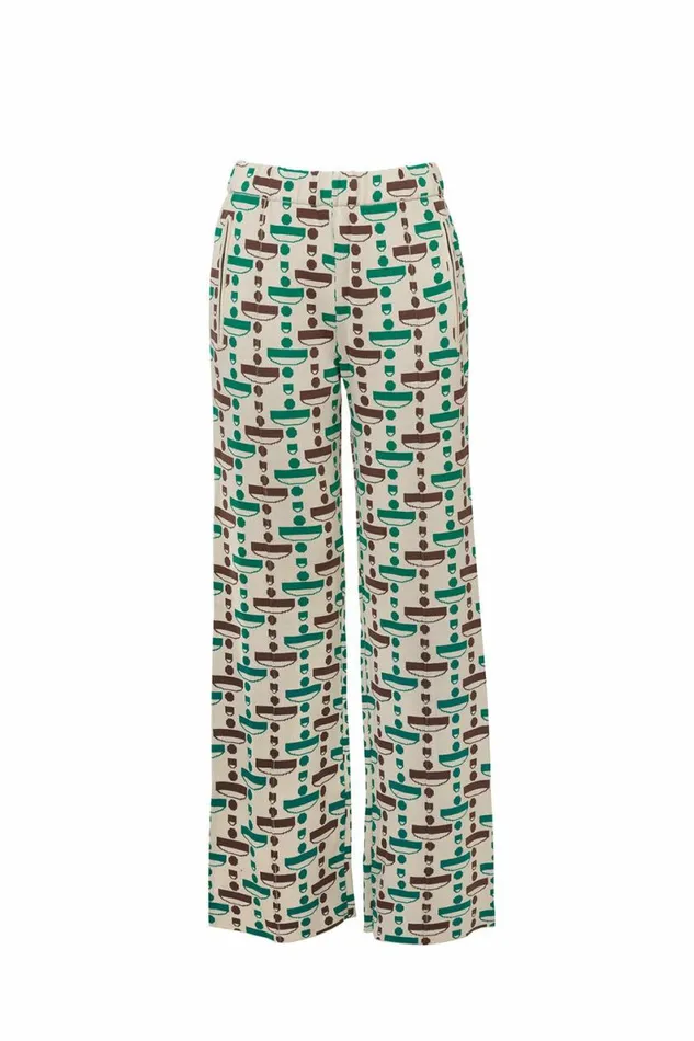 Women Trousers DODO BAR OR Emma Pants Cream Green Combo