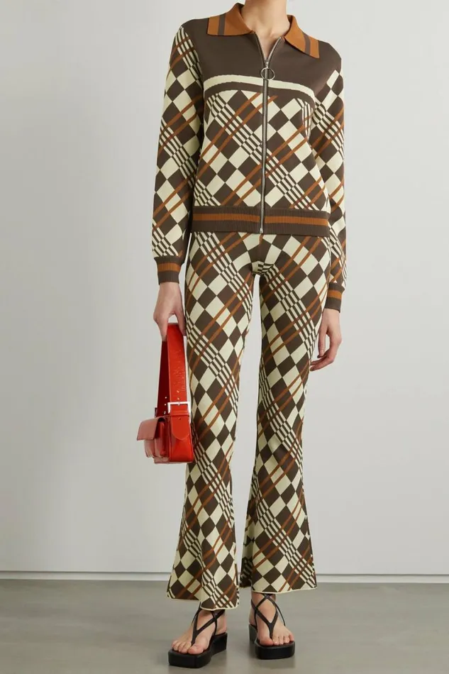 Women Trousers DODO BAR OR Lola Pants Dark Brown Combo