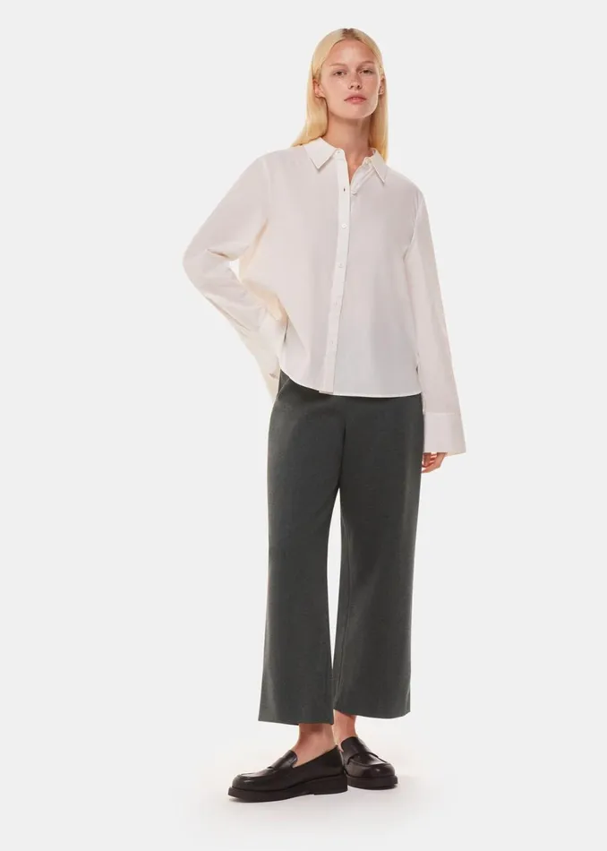 Women Trousers Whistles Grey Marl Camilla Wide Leg Trouser