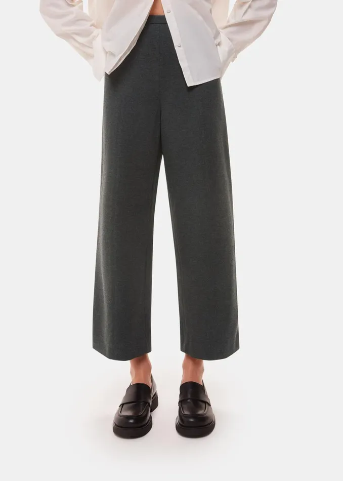 Women Trousers Whistles Grey Marl Camilla Wide Leg Trouser