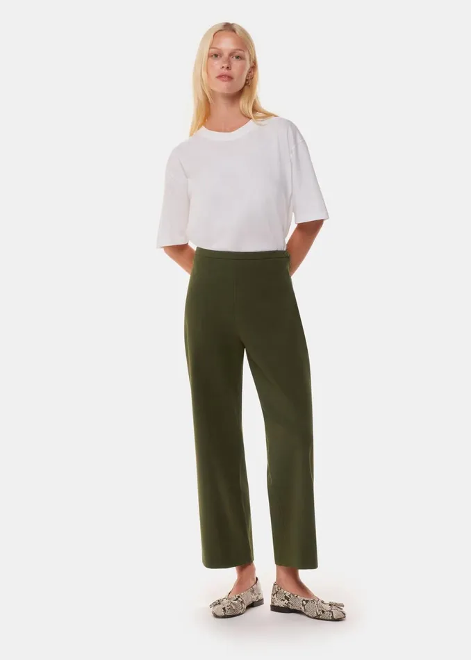 Women Trousers Whistles Khaki Camilla Wide Leg Trouser