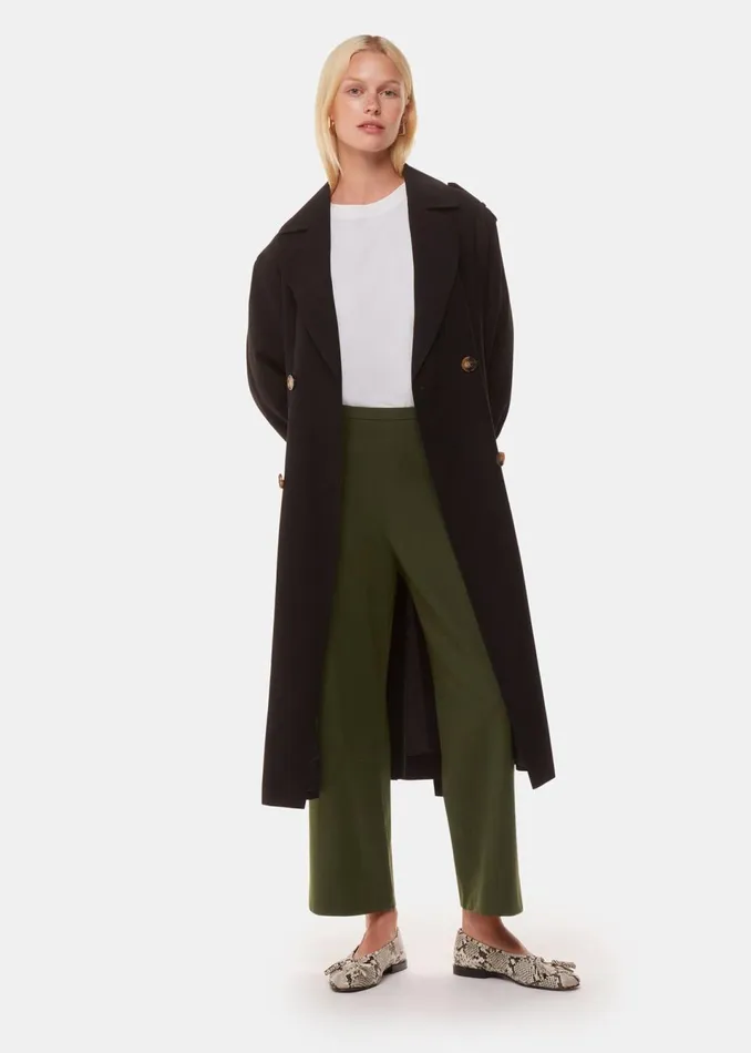 Women Trousers Whistles Khaki Camilla Wide Leg Trouser