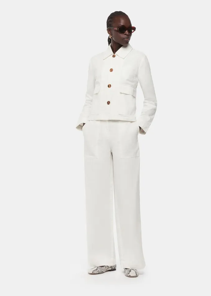 Women Trousers Whistles White Ruth Relaxed Leg Trouser