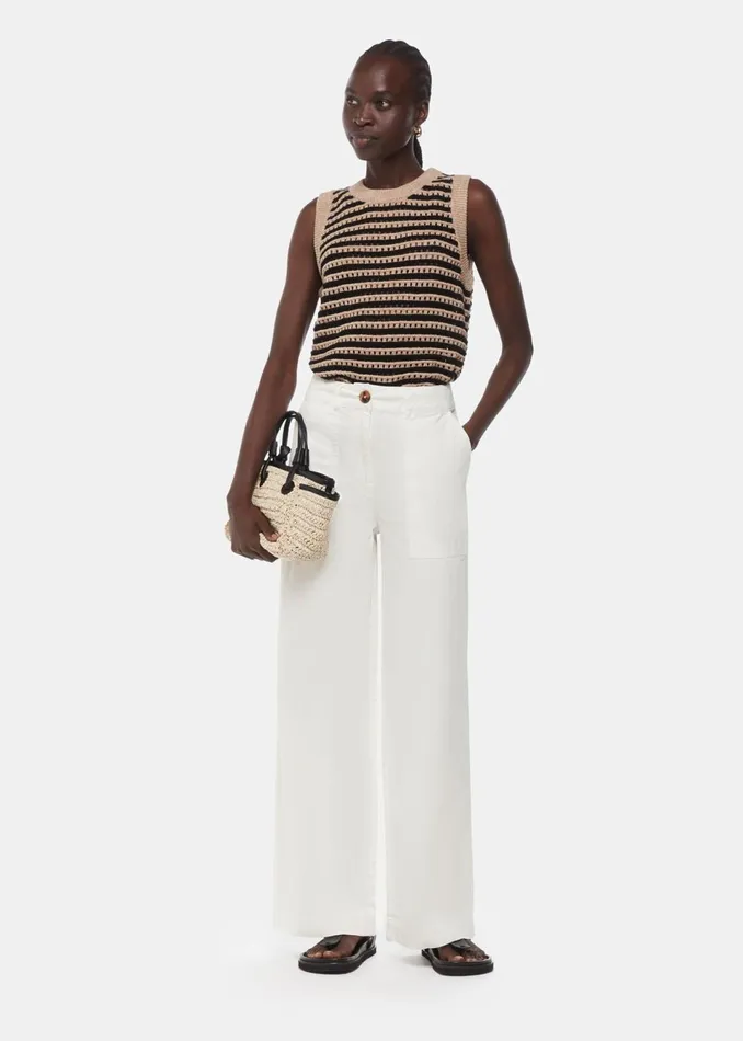 Women Trousers Whistles White Ruth Relaxed Leg Trouser