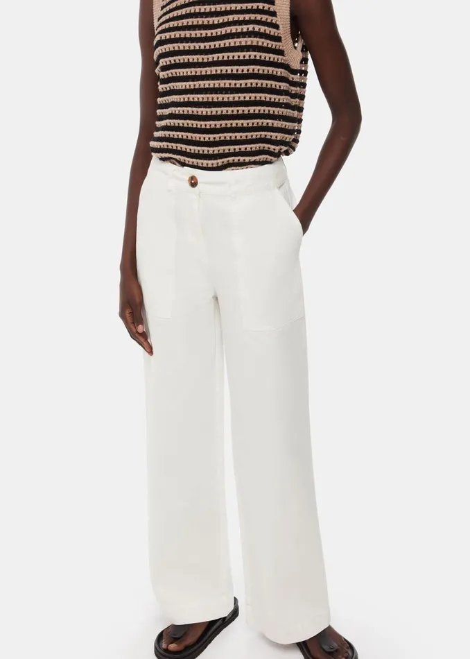 Women Trousers Whistles White Ruth Relaxed Leg Trouser