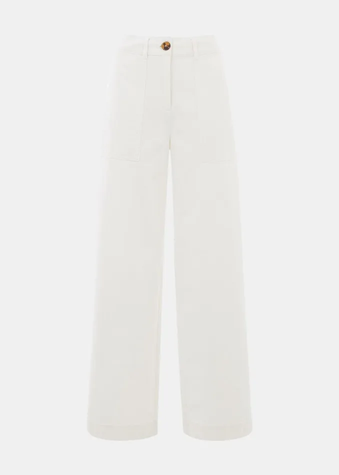 Women Trousers Whistles White Ruth Relaxed Leg Trouser