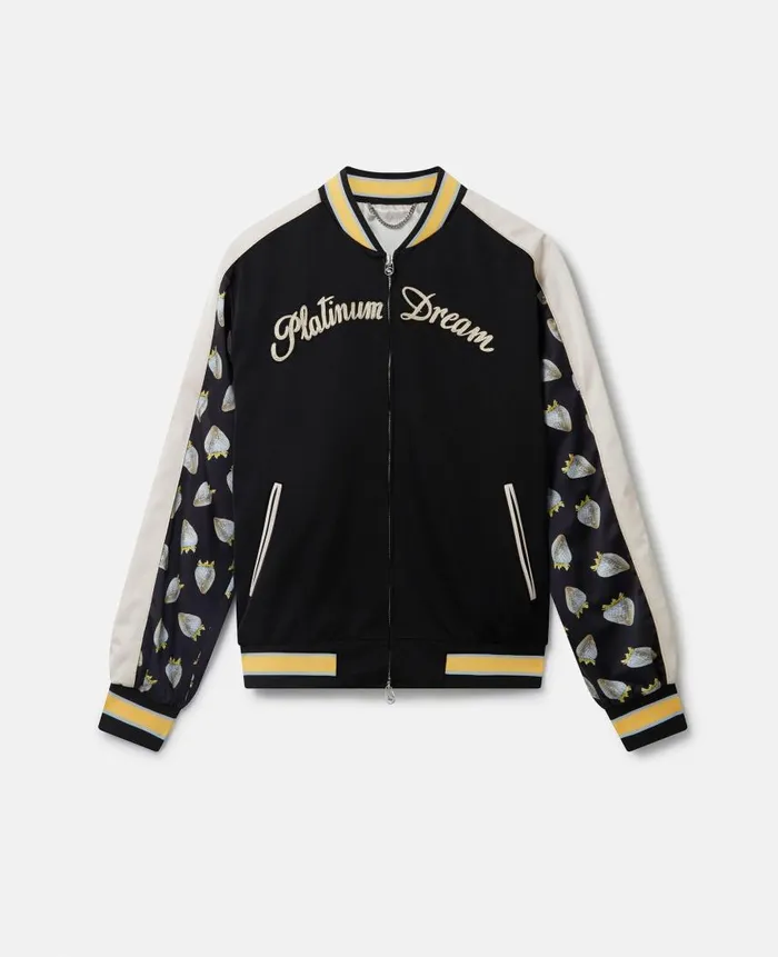 WomenUnisex Coats And Jackets Stella McCartney StrawberryPrint HeritageInspired Souvenir Jacket Black WomenUnisex Coats And Jackets Stella McCartney StrawberryPrint HeritageInspired Souvenir Jacket Black