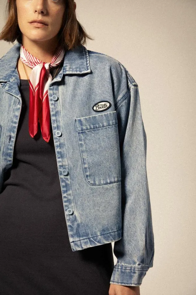 Women Utopia LS Overshirt Light Denim Brixton Flannels and Buttonups