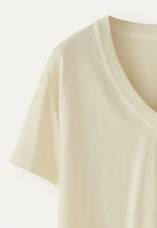 Women Vneck Tshirt Ecru Poetry Fashion TShirt and Tops