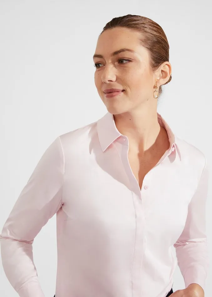 Women Victoria Cotton Blend Shirt Pale Pink Hobbs Tops