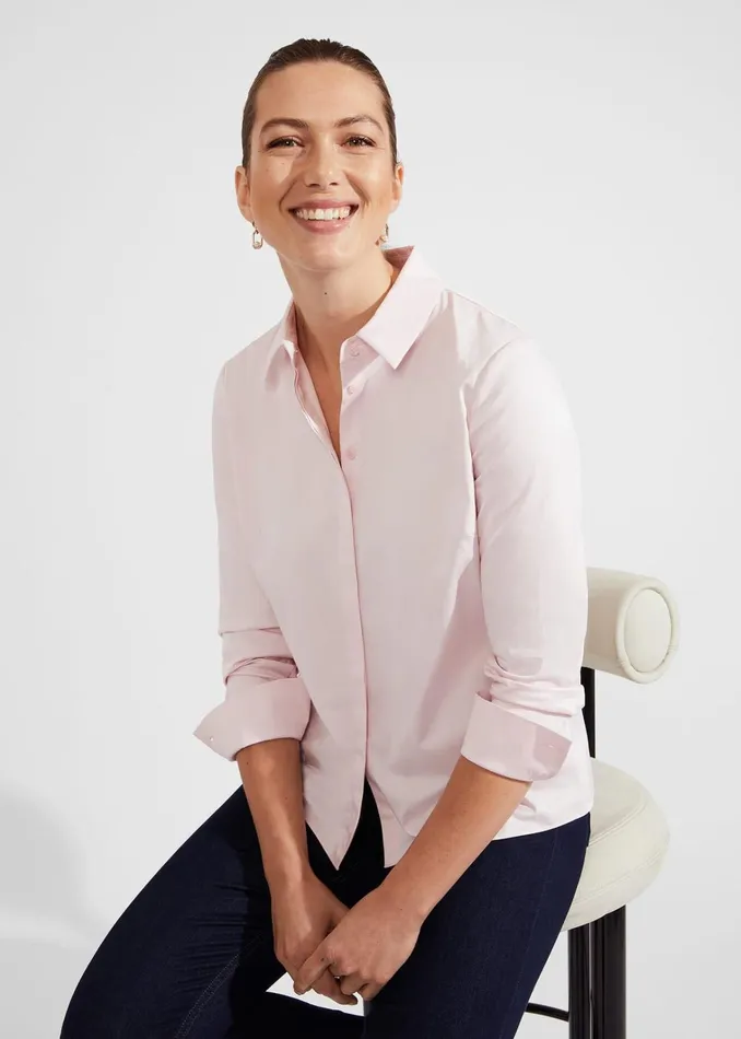Women Victoria Cotton Blend Shirt Pale Pink Hobbs Tops